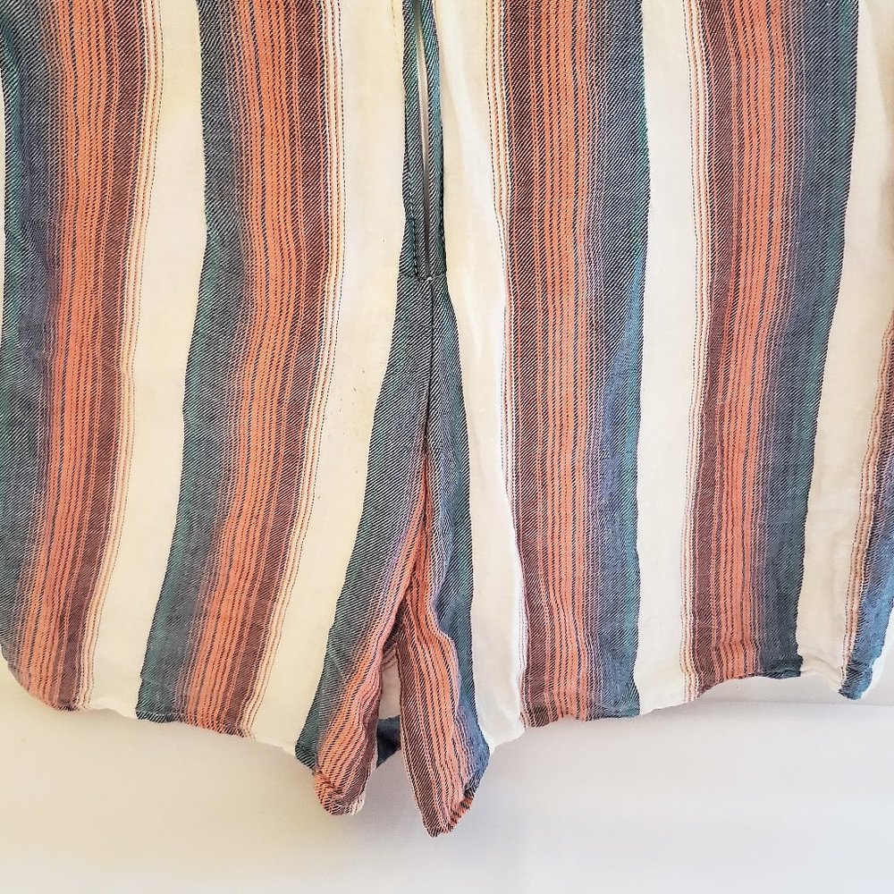 Crystal Sky White and Multi Colored Stripped Halter Back Zip-Up Romper Size S - Picture 10 of 16